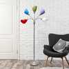 Simple Designs 5 Light Adjustable Gooseneck Silver Floor Lamp with Primary Multicolored Shades LF2006-SDM